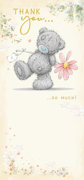 Bear Holding Pink Flower Thank You Card
