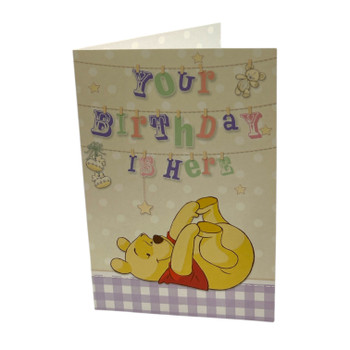 Winnie the Pooh Playful Banner Design Birthday Card