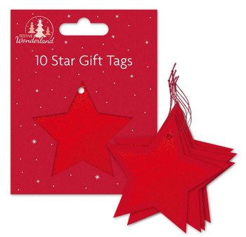Pack of 10 Christmas Red Star Gift Tags
