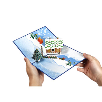 Gingerbread Houses with Snowy Scene 3D Pop Up Christmas Card