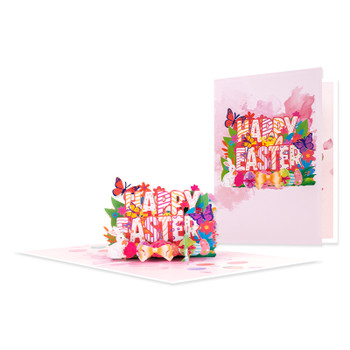 Colorful Ink Stripes Happy Easter 3D Pop Up Card