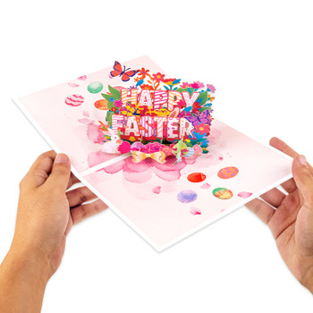 Colorful Ink Stripes Happy Easter 3D Pop Up Card