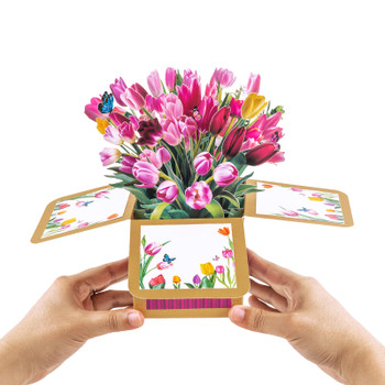 Tulip Beige Birthday 3D Pop Up Box Card