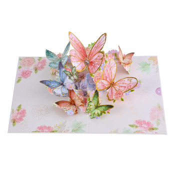 Peach Butterfly and Flowers 3D Pop Up Greeting Card