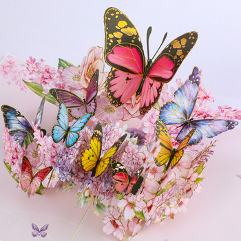 Pink Butterfly 3D Pop Up Greeting Card - Birthday Mother Anniversary Valentine's Day