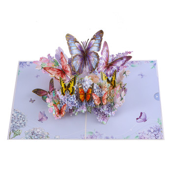 Blue and Purple Butterfly 3D Pop Up Greeting Card - Birthday Mother Anniversary Valentine's Day