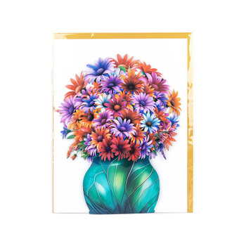 Daisy Delight Vibrant 3D Pop Up Flower Vase Greeting Card - Birthday Anniversary Mother's Valentine's Day