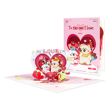 Cute Puppies & LOVE Theme Romantic 3D Pop Up Card