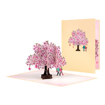 Lovebirds in Romantic Tree Scene 3D Pop Up Greeting Card - Anniversary Valentine's Day