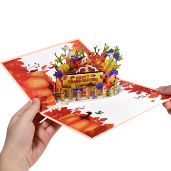 Turkey in Farm Happy Thanksgiving 3D Pop Up Greeting Card