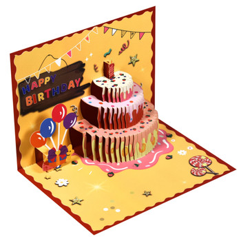 Strawberry Birthday Cake 3D Pop Up Greeting Card