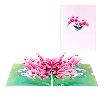 Orchid Elegance Floral 3D Pop Up Greeting Card - Mother's Day Anniversary Birthday