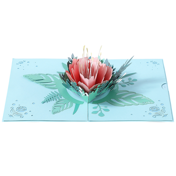 Blushing Peony Bloom 3D Pop Up Greeting Card