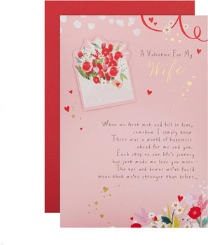 Flowers & Envelope Design Wife Valentine's Day Card