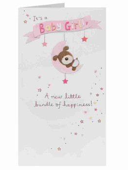 Baby Girl Congratulations Cute Lots of Woof Card New Little Bundle Of Happiness!