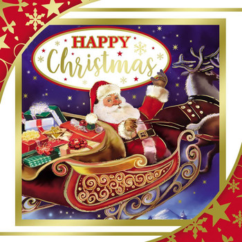 Pack of 10 Festive Sleigh Ride Christmas Boxed Cards - Holiday Greeting Cards, 2 Designs with Envelopes