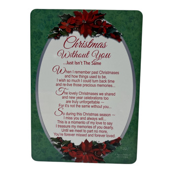 Christmas Without You Graveside Keepsake Card - In Loving Memory Poinsettia Design Card 