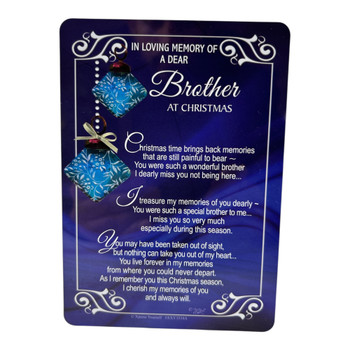 In Loving Memory of a Dear Brother Christmas Graveside Keepsake Card - Festive Design Memorial Card