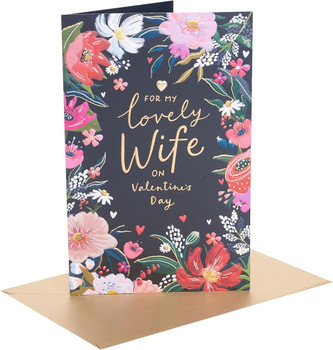 Graphic Florals and Foliage Design Wife Valentine's Day Card