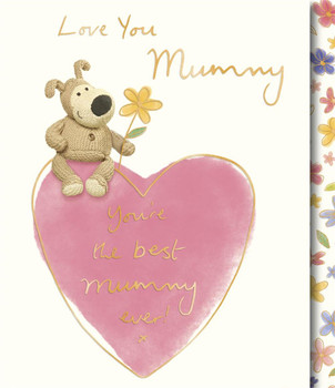 Boofle Sat on a Big Heart Design Mummy Mother's Day Card