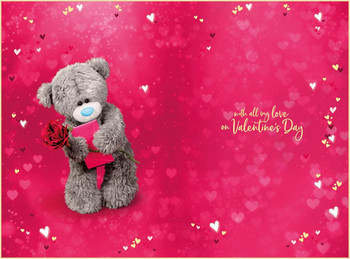 Bear Holding Rose And Envelope Girlfriend Keepsake 3D Valentine's Day Card