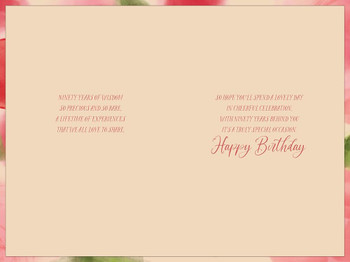 Floral Design 90th Birthday Card For Her