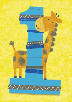 Age 1 Male Birthday Boy Cartoon Giraffe 1st New Card From The Carlton Range