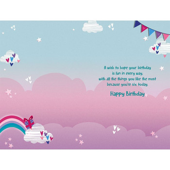 Unicorn & Rainbow 6th Birthday Card