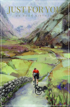 Cyclying On Road Just For You On Your Birthday Card