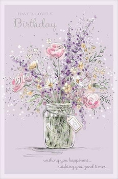 Flower Bouquet in Jar Female Birthday Card