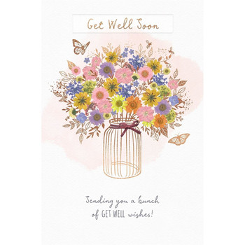 Floral Vase Design Get Well Soon Card