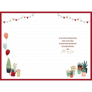 Floral Shop Design with Hearts Girlfriend Birthday Card