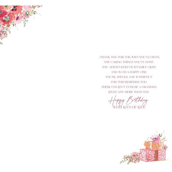 Watercolour Flowers Grandma Birthday Card