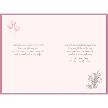 Floral Jar with Balloons Design Wife Birthday Card