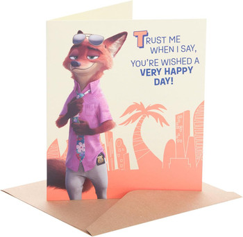 Disney Zootropolis 2 Nick Wilde in Front of Silhouetted City Background Birthday Card