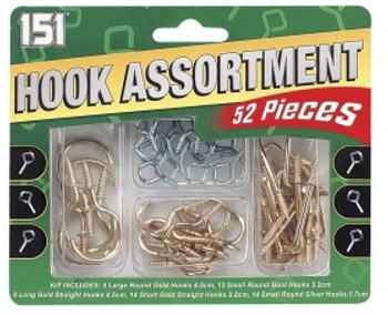 Hook Assortment 52 Pieces Screw in Hooks