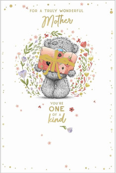 Bear Holding Gift Wonderful Mother, Mother's Day Card