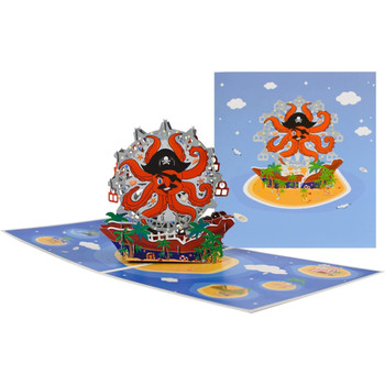 Pirate Octopus Ferris Wheel 3D Pop Up Greeting Card