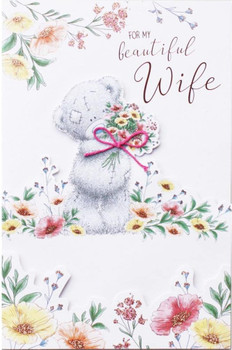 Bear with Bouquet Beautiful Wife Handmade Mother's Day Card