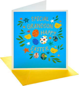 Eggs and Bunnies Design Grandson Easter Card