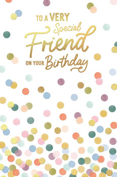 Colourful Contemporary Spots And Dots To A Very Special Friend Birthday Card