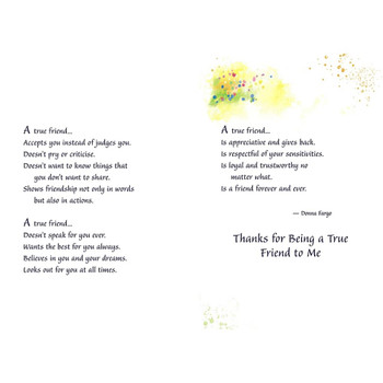 A True Friend Always Understand Listens Supports Heartfelt Sentimental Verses Fold Out Keepsake Card