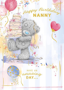 Bear With Cake Nanny Birthday Card