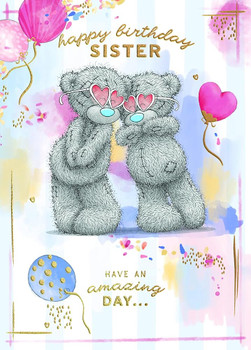 Bears With Heart Glasses Sister Birthday Card