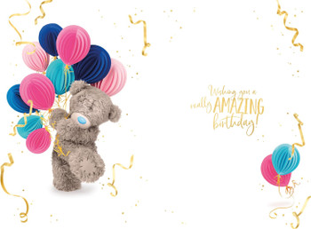 Bear Holding Balloons 3D Photo Finish Keepsake Niece Birthday Card