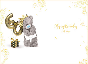 Bear With Balloons 3D Photo Finish Keepsake 60th Birthday Card