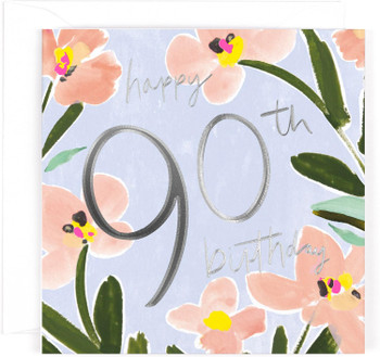 Contemporary Floral Design Luxury 90th Birthday Card