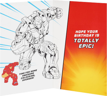 Marvel Avengers Design 4th Birthday Card with Activity Inside