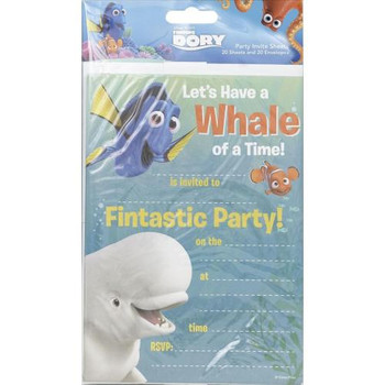 Pack of 20 Sheets Finding Dory “Whale of a Time” Party Invitation Cards