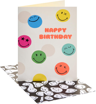 Smiley World Faces Design Kid's Birthday Card